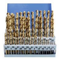 Spiralbohrer-Satz 1-6,5 mm Titanbeschichteter Bohrer