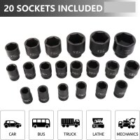 Kraft-Steckschlüsselsatz 26-tlg. 21-65 mm 3/4" und 1"