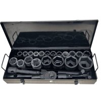 Kraft-Steckschlüsselsatz, 3/4", 1", 21–65 mm, 26-teilig