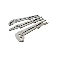 Maulwurf-Gripzange mit Flachen und Gebogenen Backen, 3-tlg.