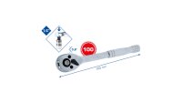 Umschaltknarre mit Metallgriff 1/4" Feinverzahnt 100...